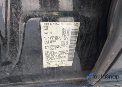 2012 Nissan Frontier Sv from USA, damaged, VIN 1N6AD0EV0CC419351